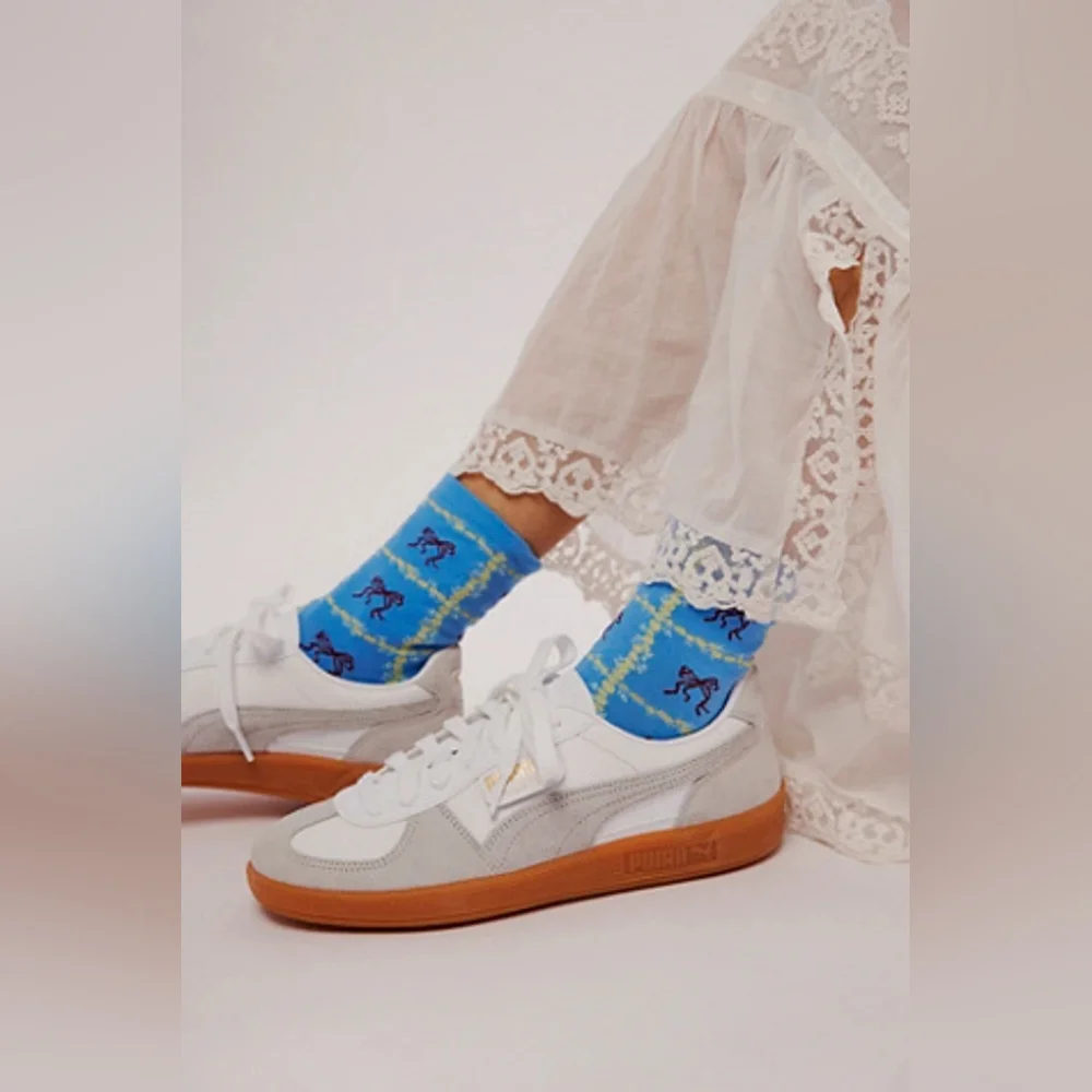 Free People Tie A Bow Ankle Socks/Light Blue